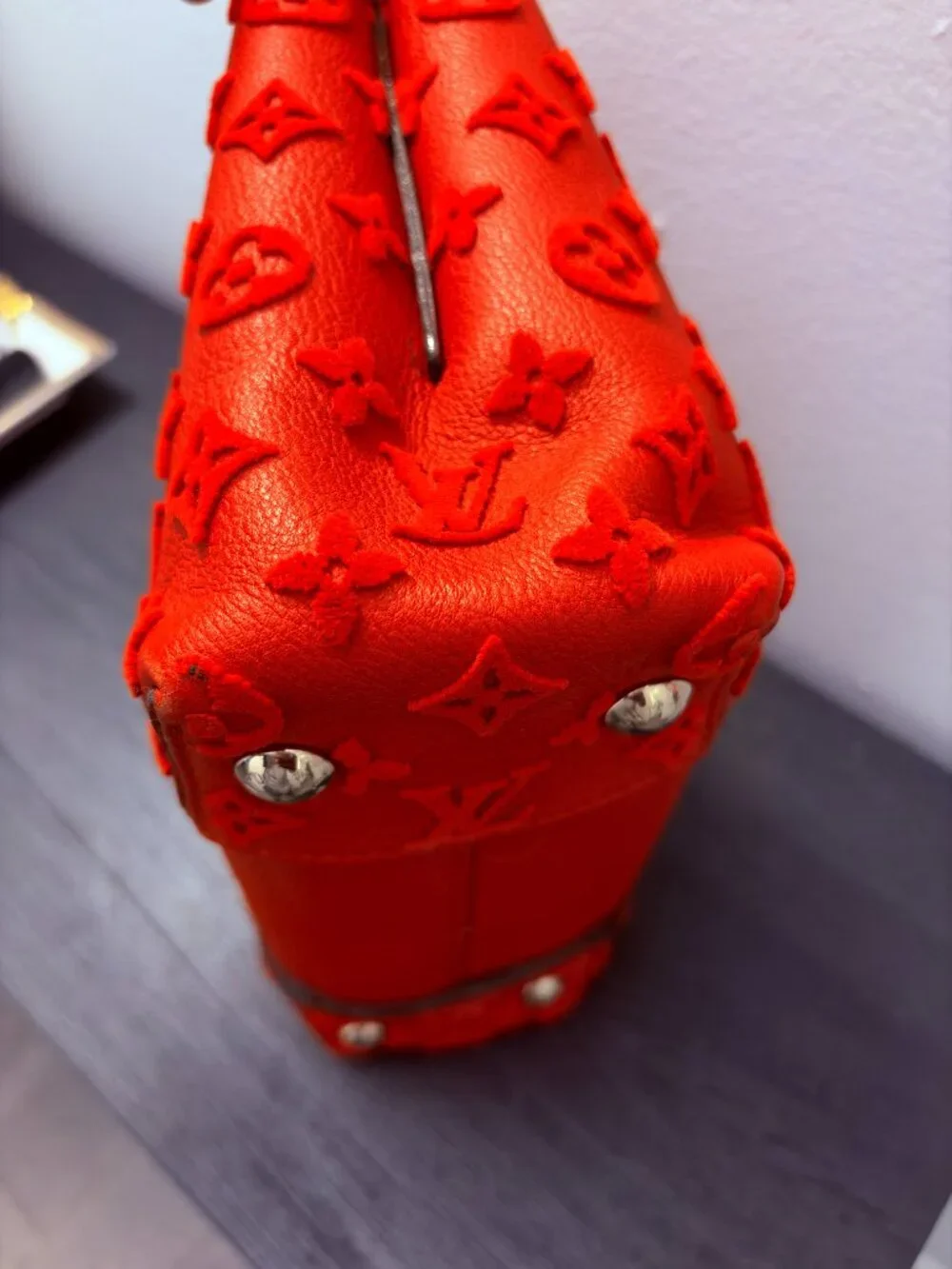 LOUIS VUITTON Veau Cachemire Tote W BB Handbag (RED)